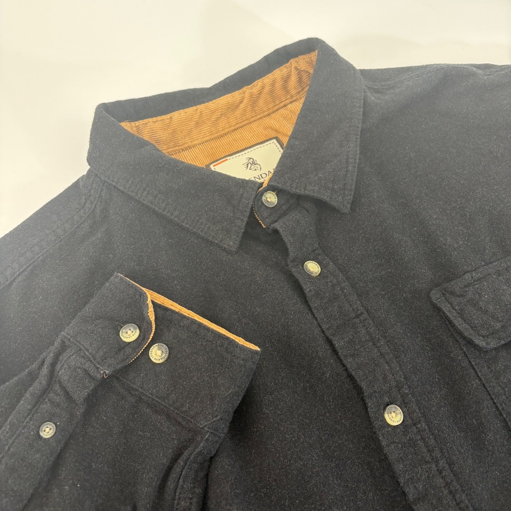 Legendary Whitetails Buck Camp Flannel Shirt Mens XLT Black Cotton Corduroy Trim